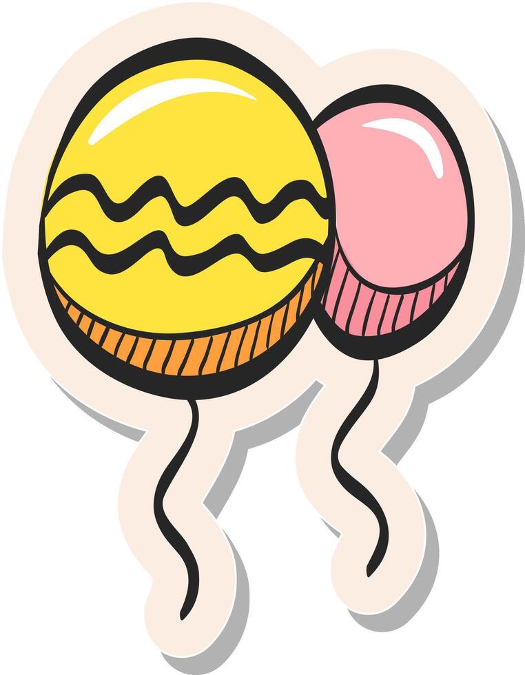 hand- getrokken ballon icoon in sticker stijl vector illustratie