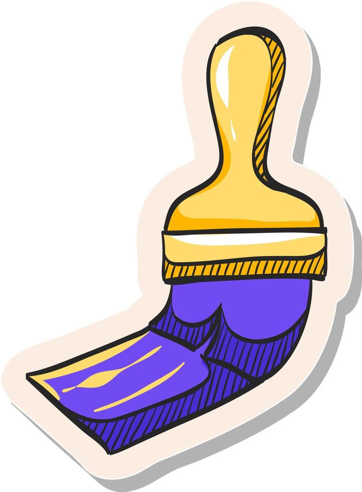 hand- getrokken verf borstel icoon in sticker stijl vector illustratie