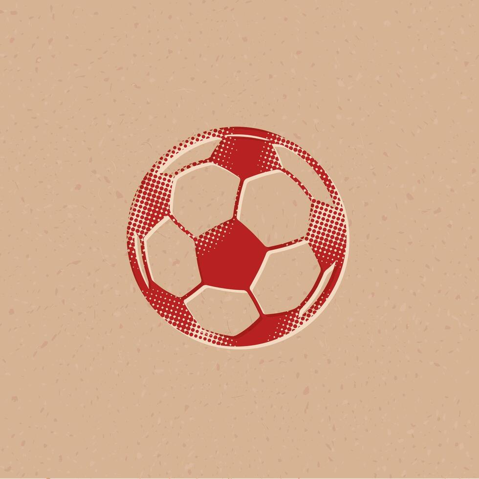 voetbal bal halftone stijl icoon met grunge achtergrond vector illustratie