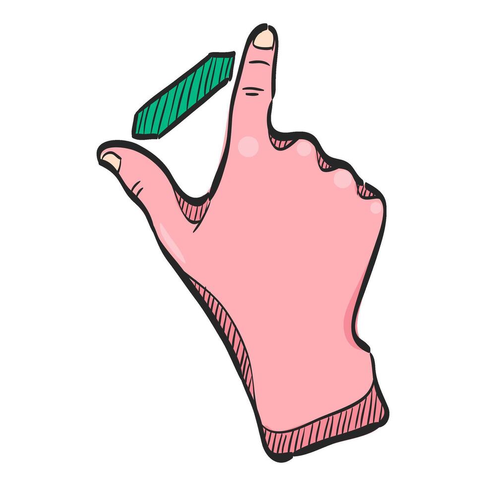 vinger gebaar icoon in hand- getrokken kleur vector illustratie