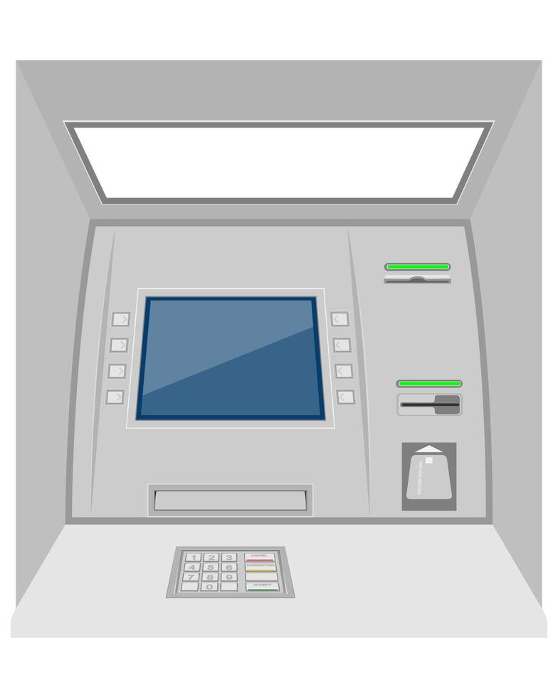 ATM-geldautomaat voorraad vectorillustratie geïsoleerd op een witte achtergrond vector