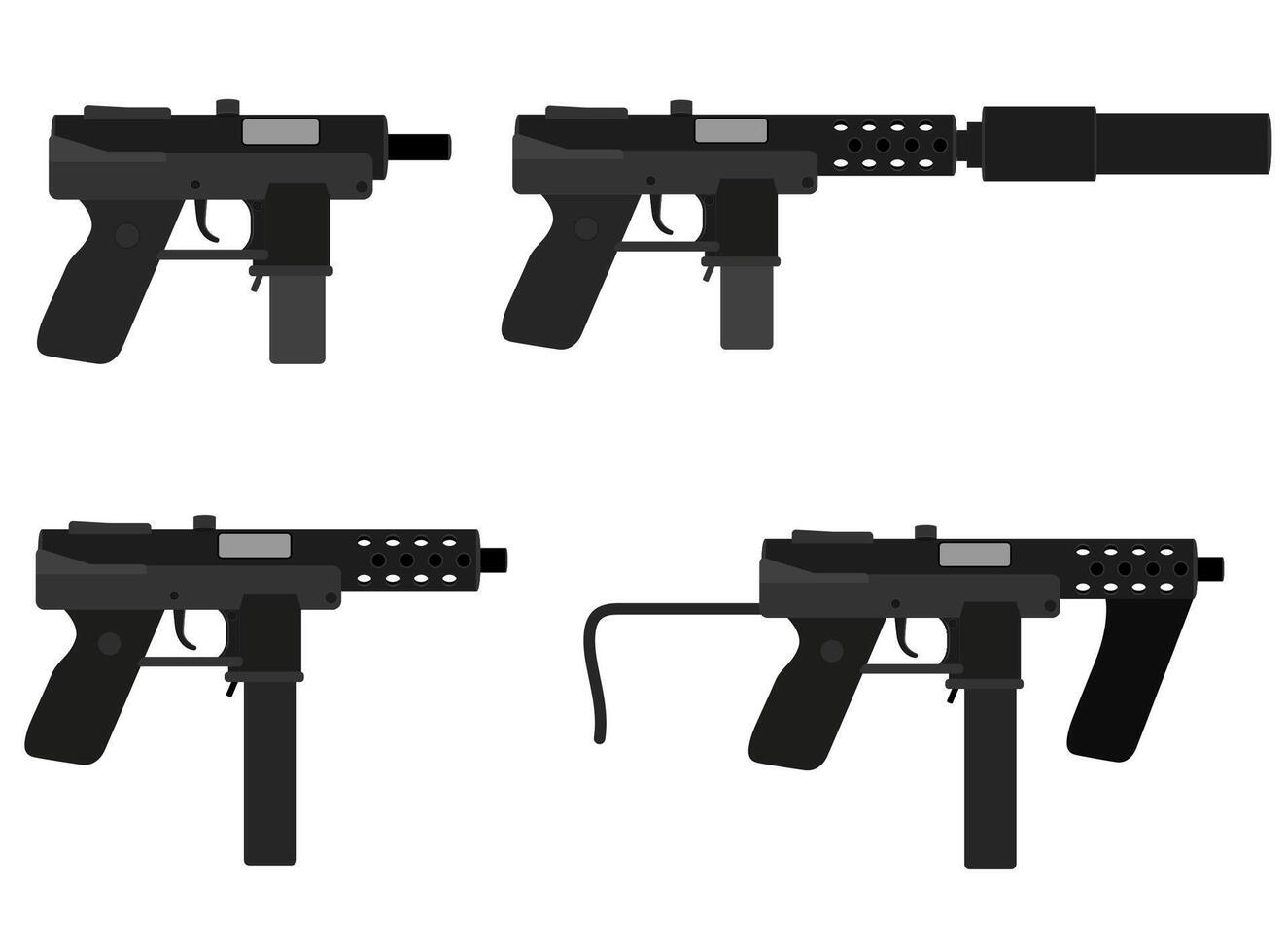 machinepistool handpistool wapens voorraad vectorillustratie geïsoleerd op een witte achtergrond vector