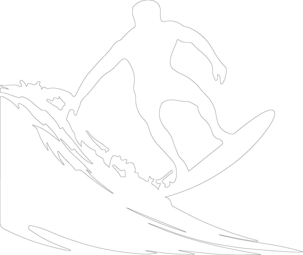 surfer schets silhouet vector