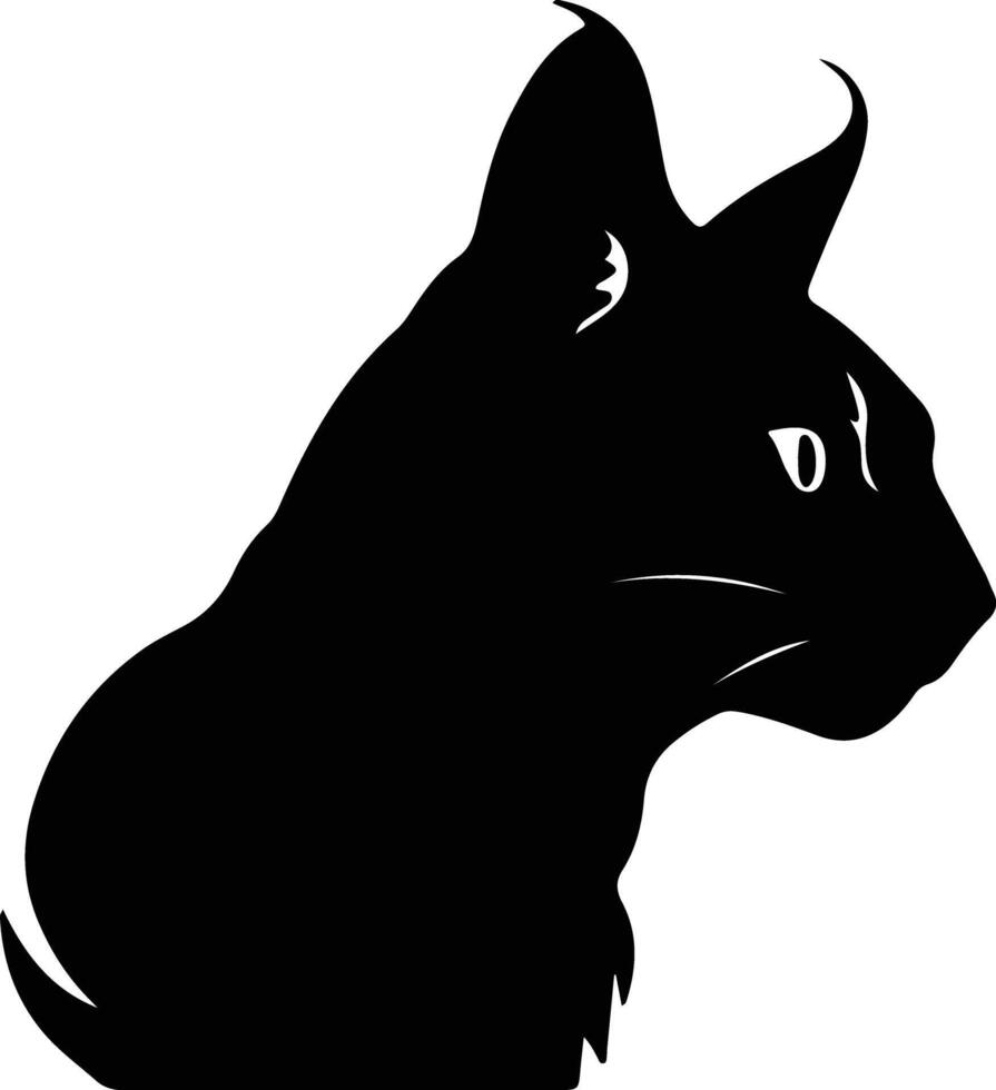 Chausie kat silhouet portret vector