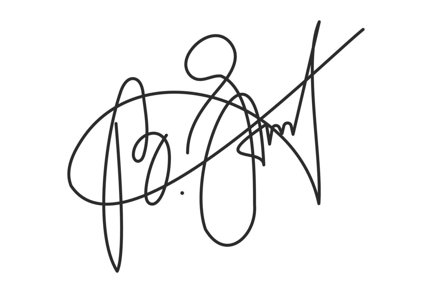 vector geïsoleerd hand- getrokken nep handtekening monster Aan een wit achtergrond. bewerkbare beroerte handtekening