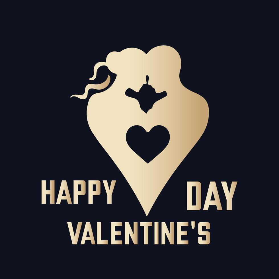 Valentijnsdag dag logo ontwerp vector sjabloon. gelukkig Valentijnsdag dag paar liefde logo ontwerp goud kleur. 14 februari Valentijn dag logo.