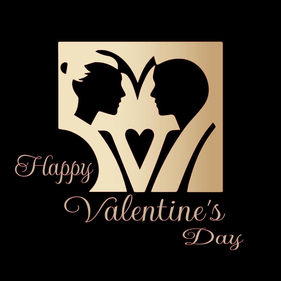 Valentijnsdag dag logo ontwerp vector sjabloon. gelukkig Valentijnsdag dag paar liefde logo ontwerp goud kleur. 14 februari Valentijn dag logo.