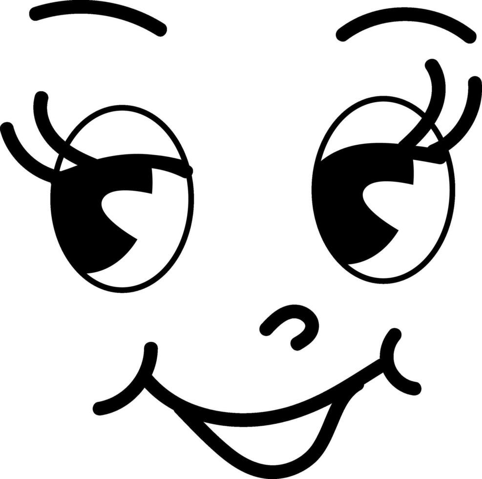 retro tekenfilm karakter 60-70 meisje gezicht glimlachen vector