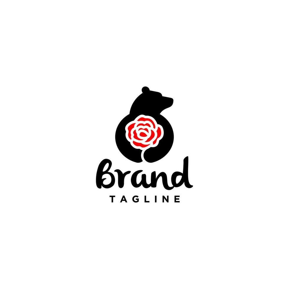 beer knuffelen roos emmer logo ontwerp. roos bloem in een zoet bears knuffelen logo ontwerp. vector