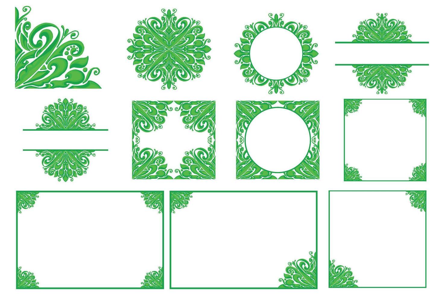 reeks van groen ornament kader grens vector ontwerp voor decoratie