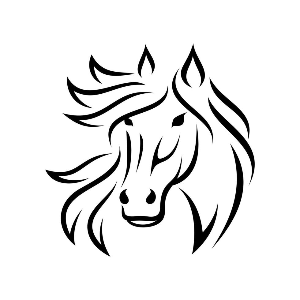 hand- getrokken paard hoofd logo vector sjabloon