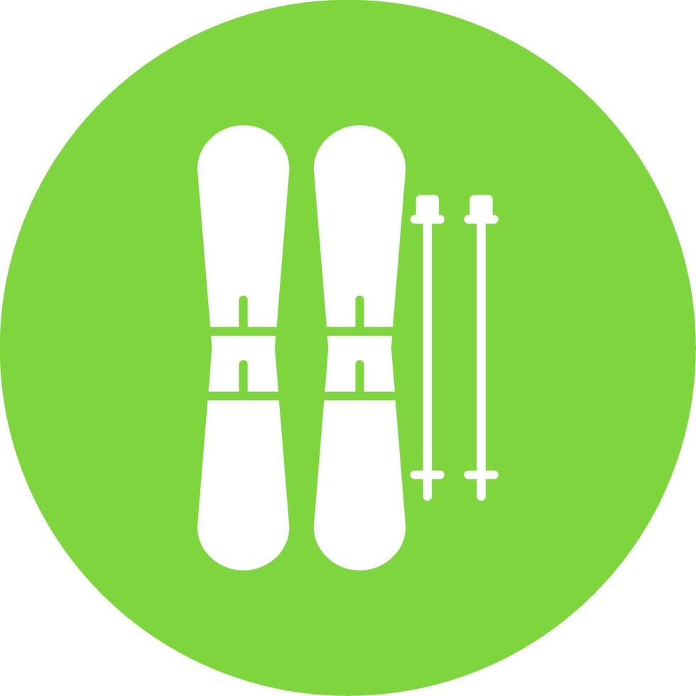 skis glyph cirkel icoon vector