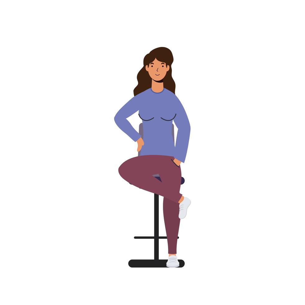 avatar vrouw cartoon op stoel vector design