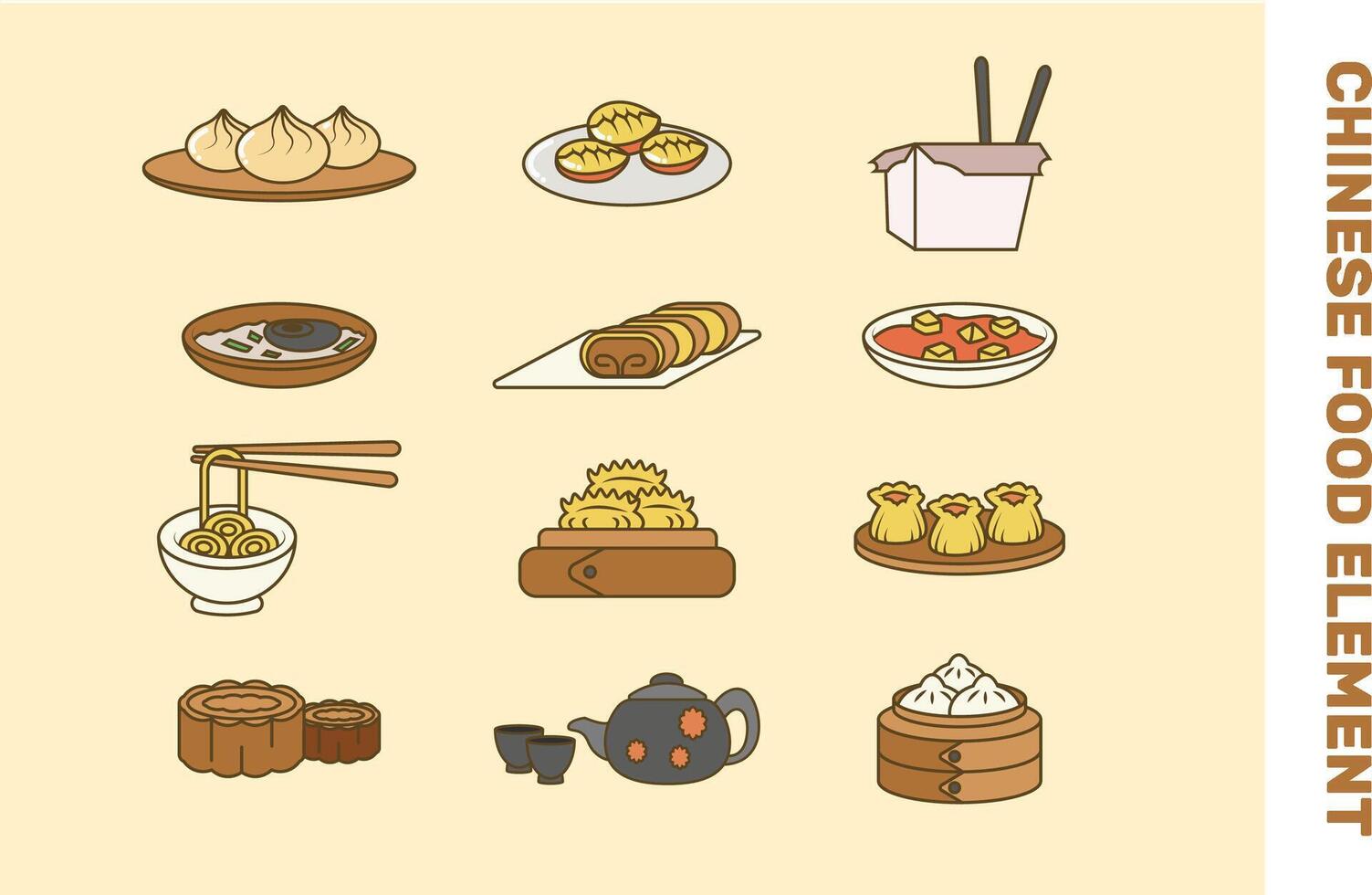 Chinese voedsel schattig vector illustratie reeks