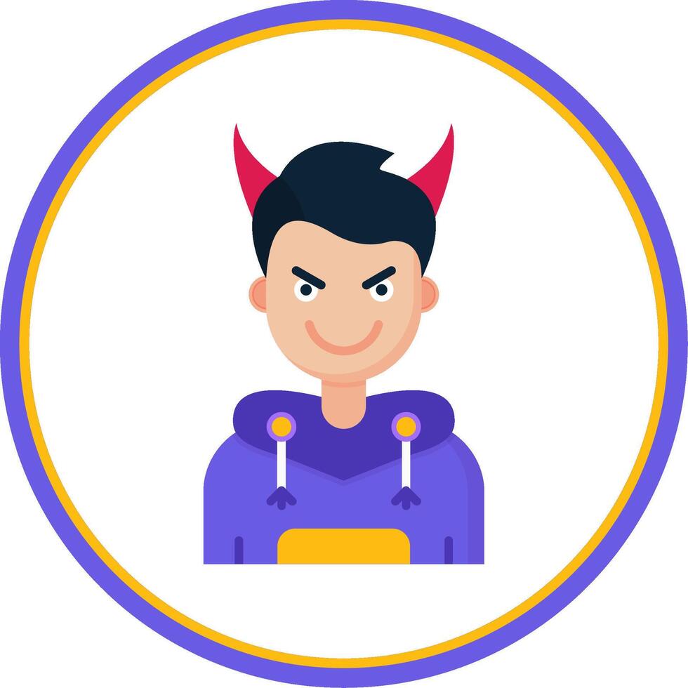 demon vlak cirkel uni icoon vector