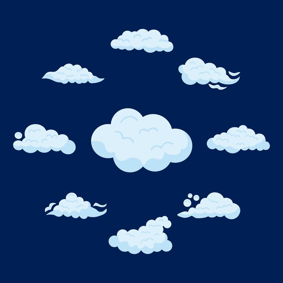 wolken hemel negen pictogrammen vector