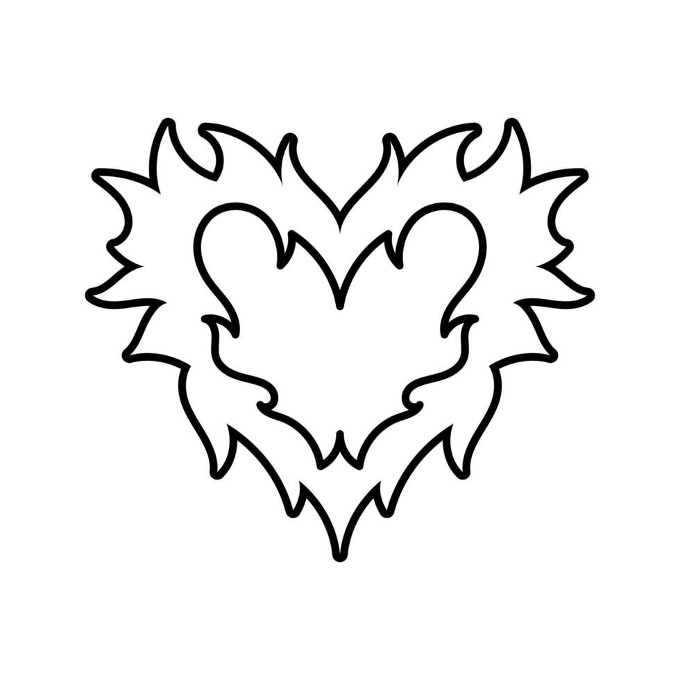 vector schets beeld van een hart in retro stijl. tatoeëren ontwerp. koel sticker in de stijl van de 90s 00s. modern jeugd subcultuur.