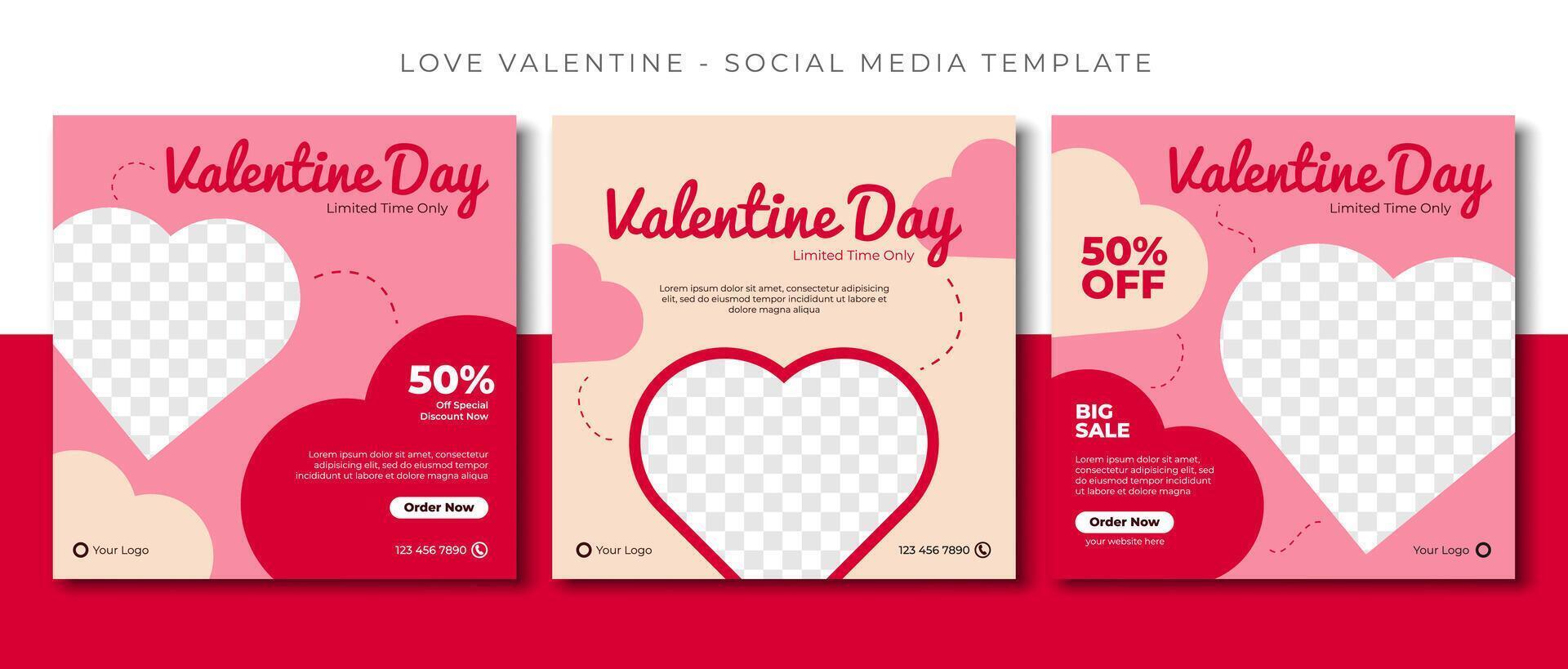 Valentijn liefde dag roze rood sociaal media post sjabloon ontwerp, evenement Promotie banier vector