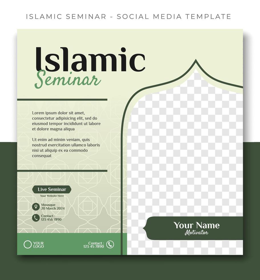webinar congres Islamitisch uitverkoop, groen sociaal media post sjabloon ontwerp, evenement Promotie vector banier