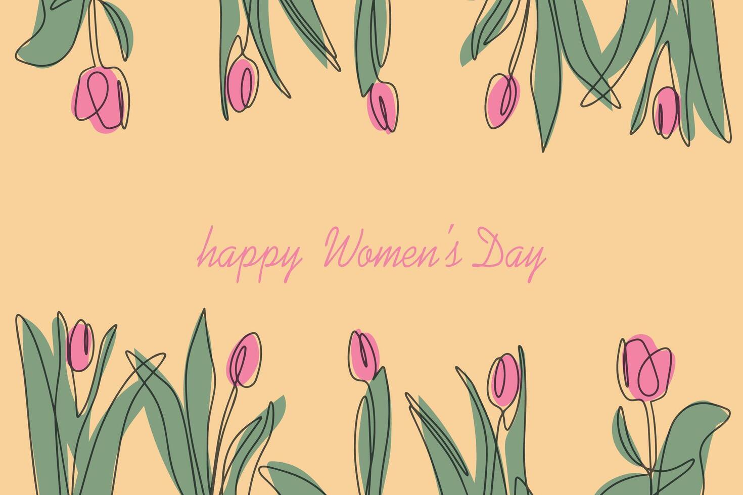 spandoek-ansichtkaart met Internationale vrouwen dag. feestelijk illustratie met tulpen vector