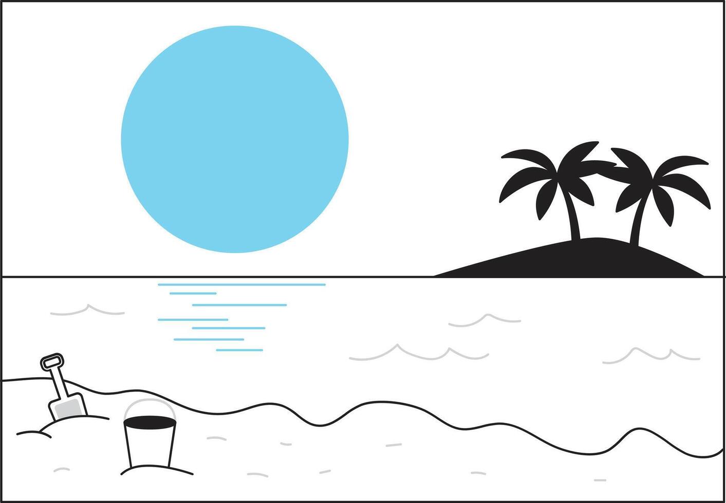 palm bomen Aan de strand. vector illustratie in vlak stijl.