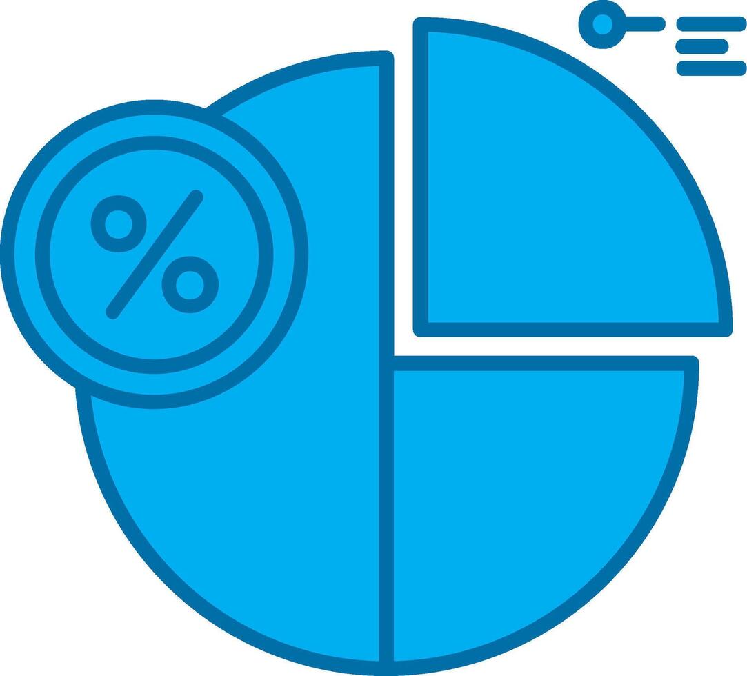 percentage blauw lijn gevulde icoon vector