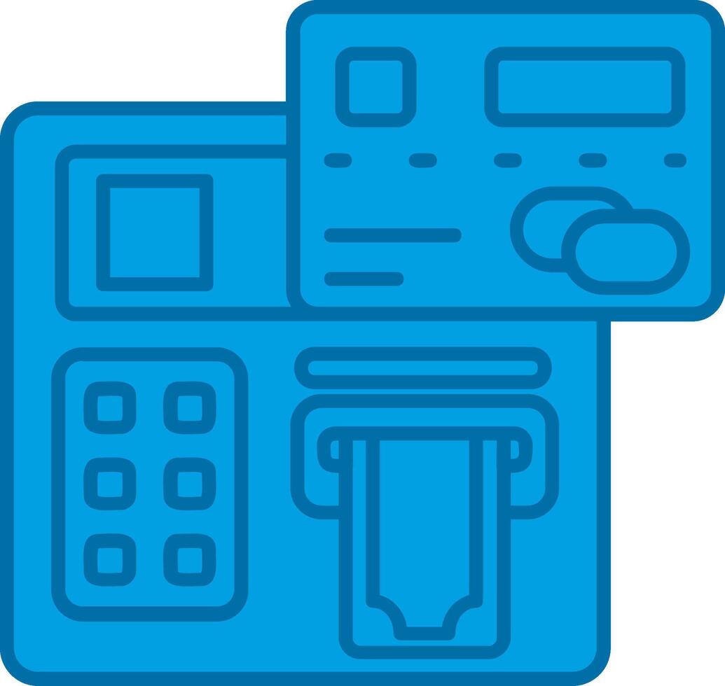 Geldautomaat blauw lijn gevulde icoon vector