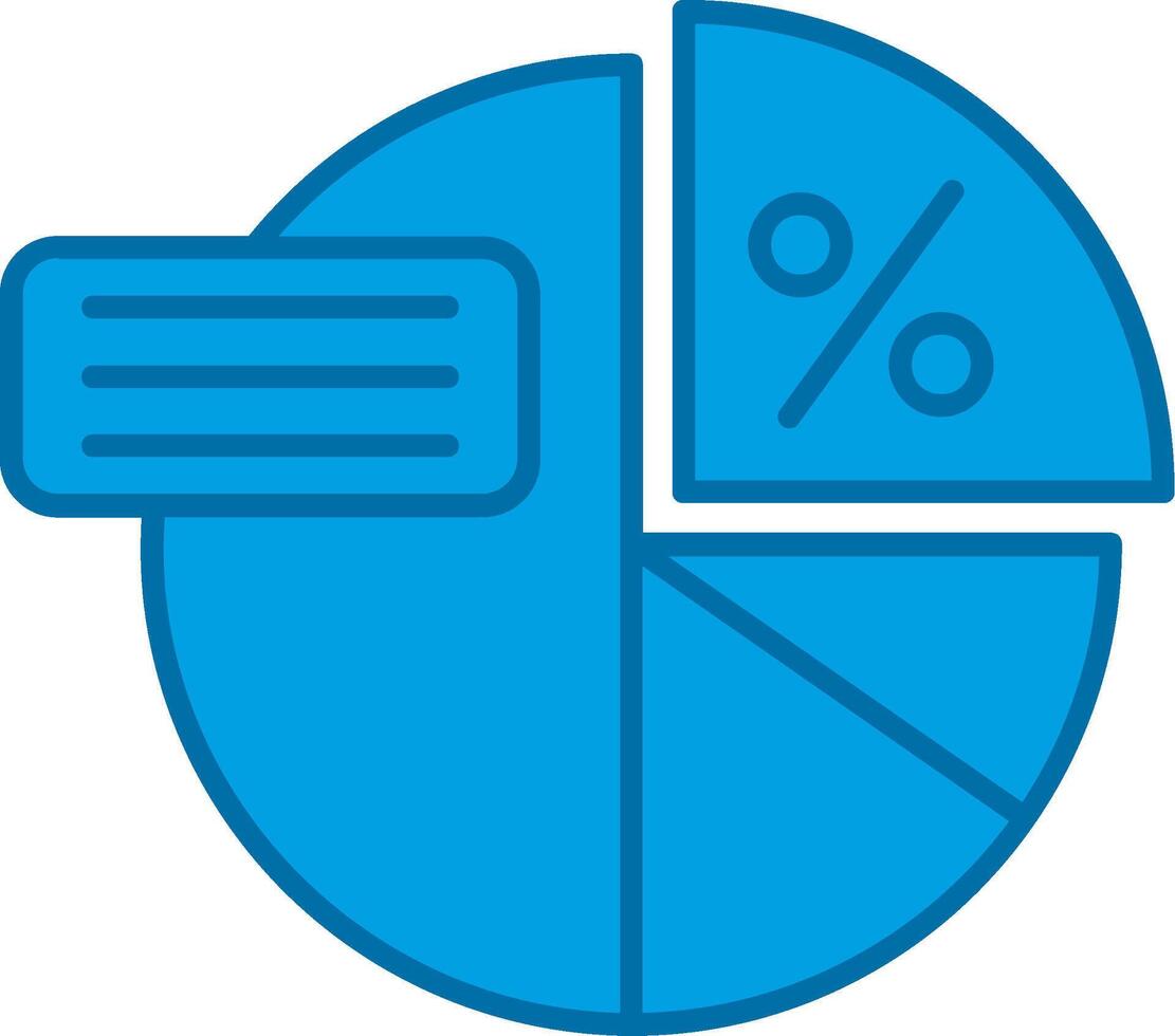 taart diagram blauw lijn gevulde icoon vector