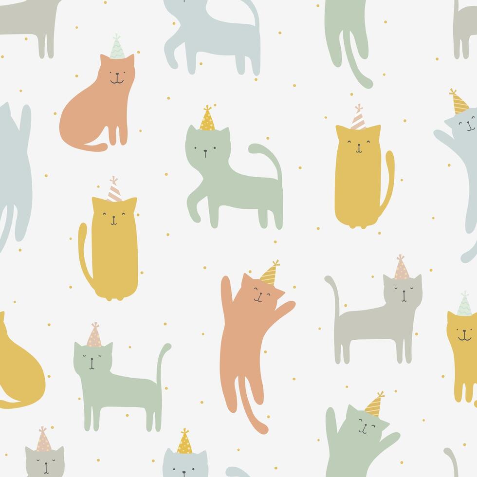 grappig katten partij, naadloos patroon met kittens gelukkig vector