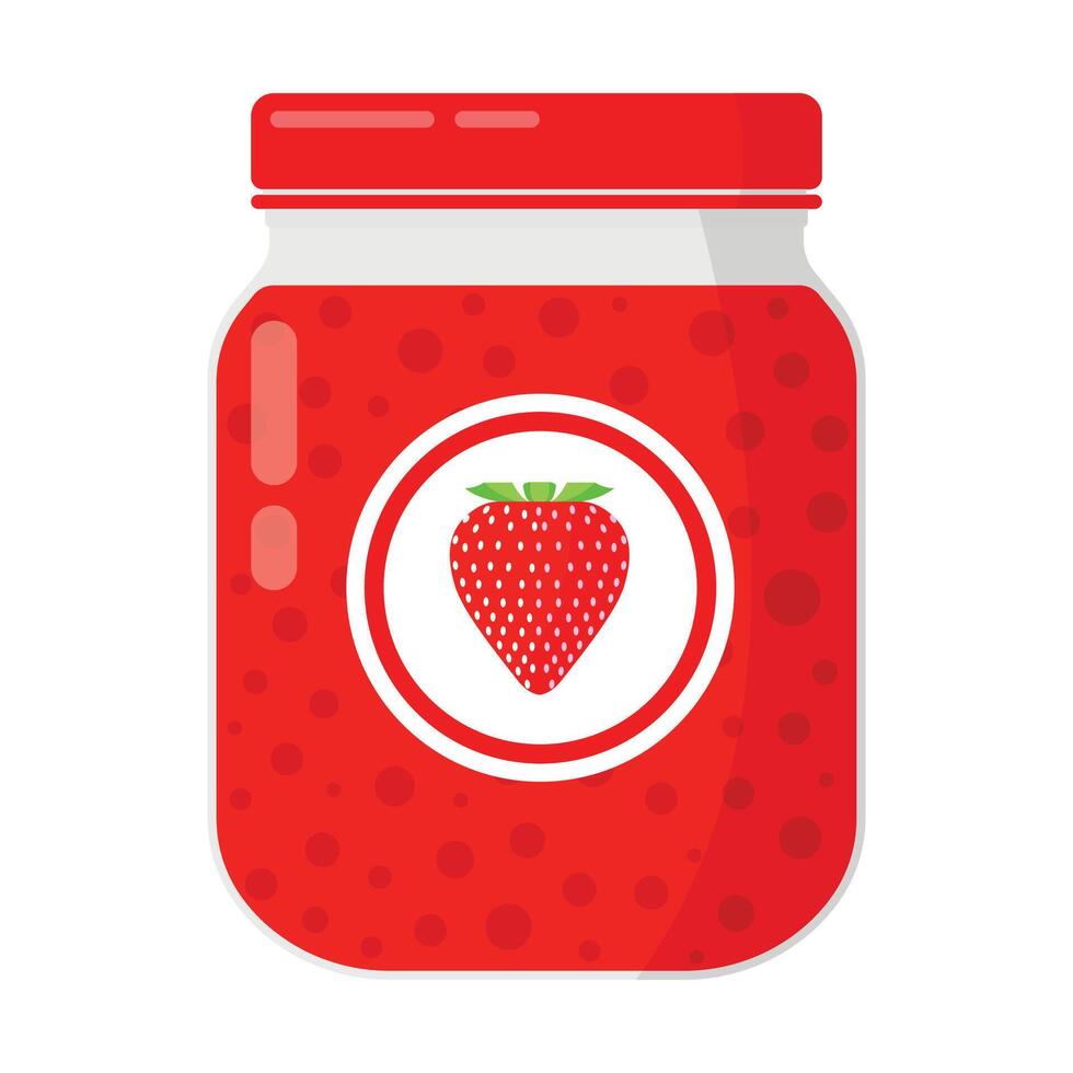 zoet aardbei jam pot vector illustratie geïsoleerd wit achtergrond