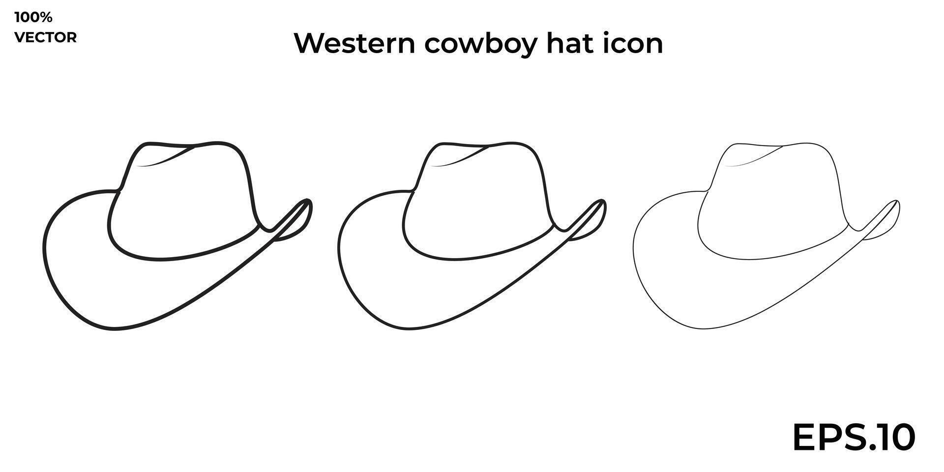 een vector reeks van cowboy hoed pictogrammen. verzameling van west illustratie tekens. Texas logo en markering.