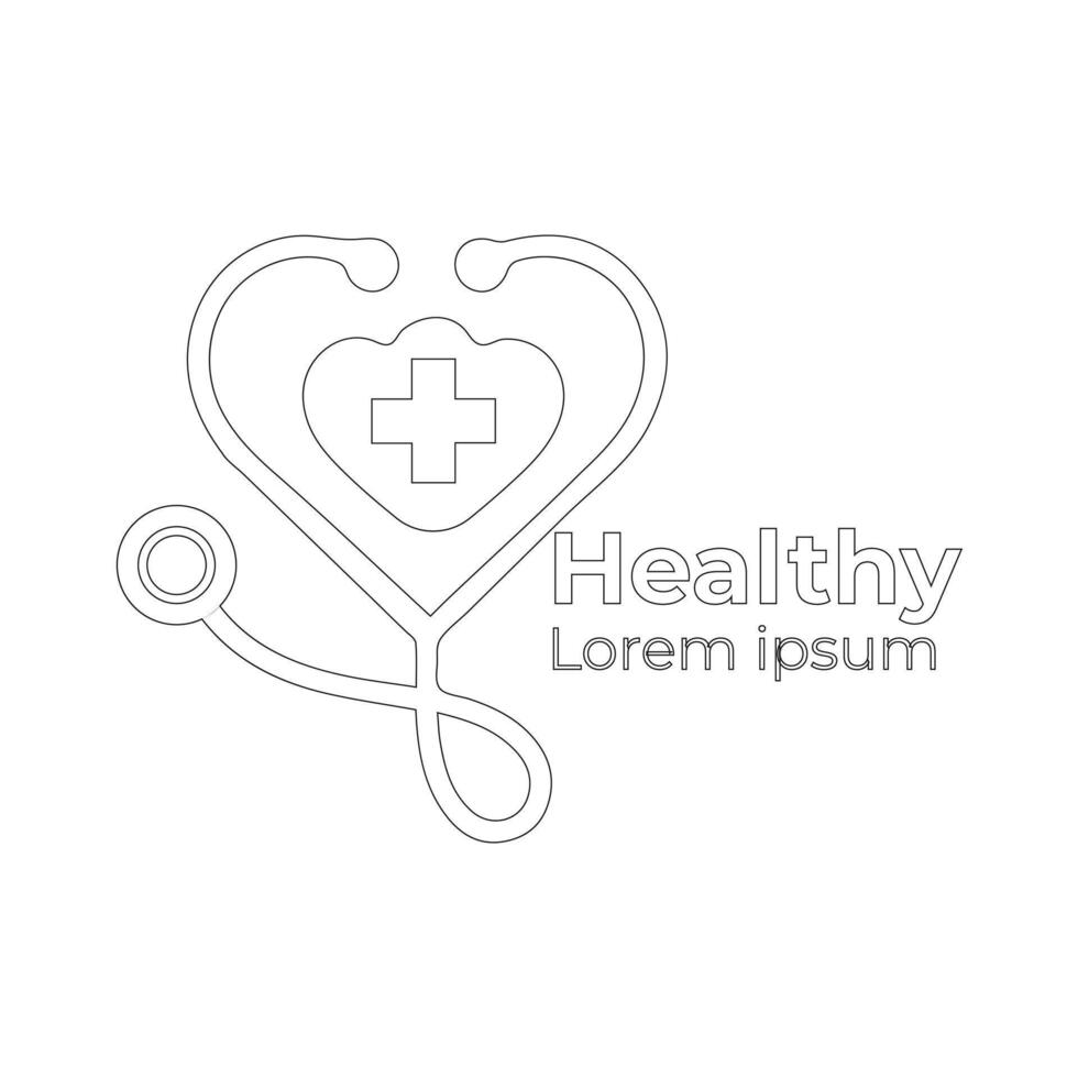 dokter logo Aan de internetten. lijn kunst voor gezondheidszorg en medisch logo ontwerpen vector
