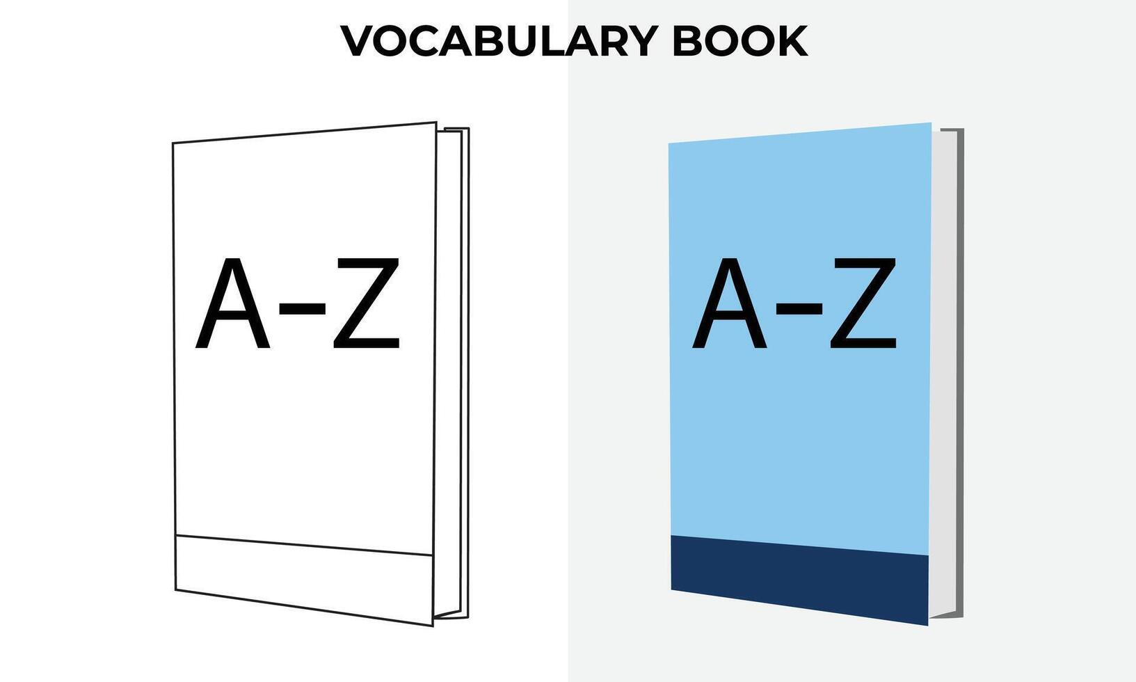 woordenschat boek, vector set, en lijn kunst