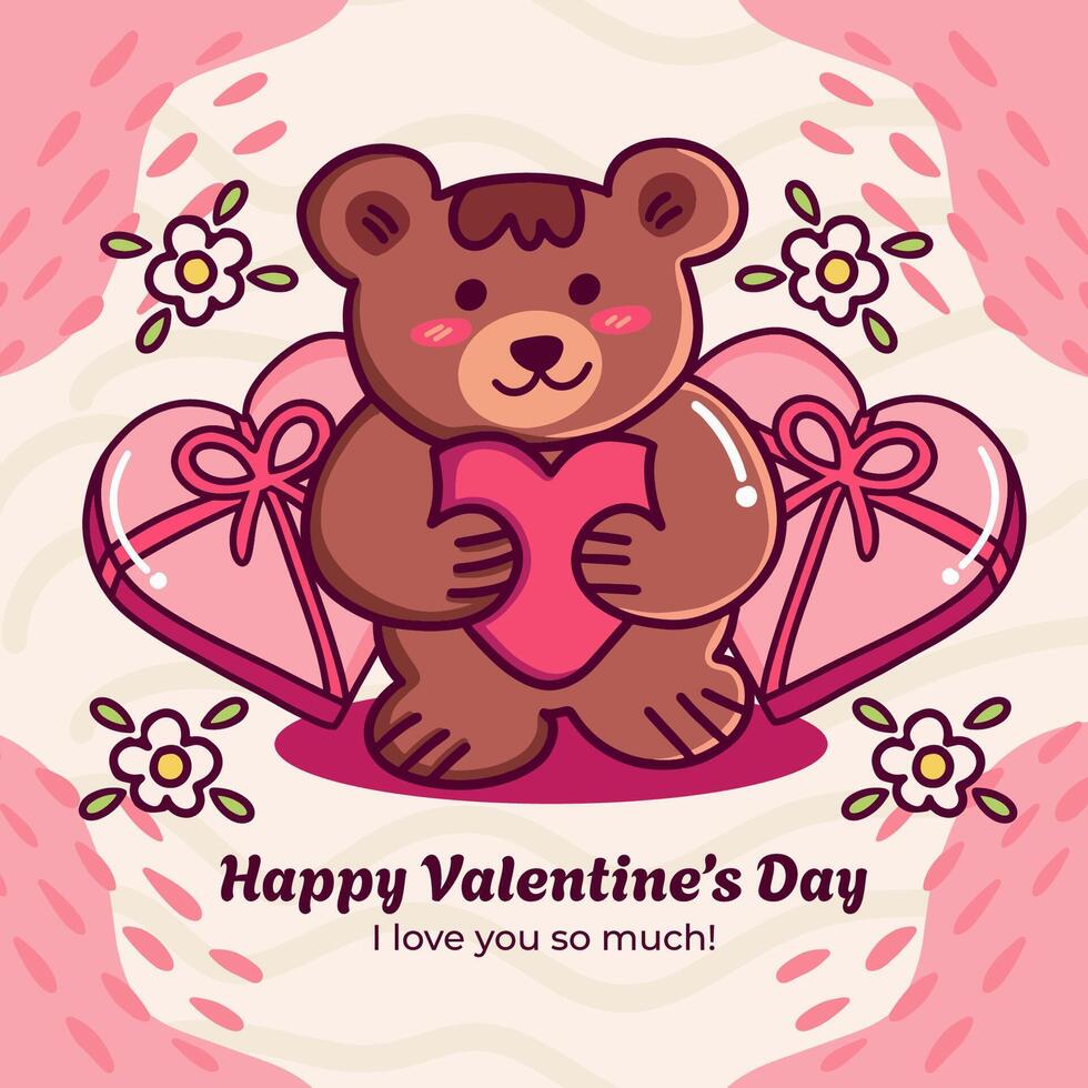 hand getekend Valentijnsdag dag schattig beer illustratie vector