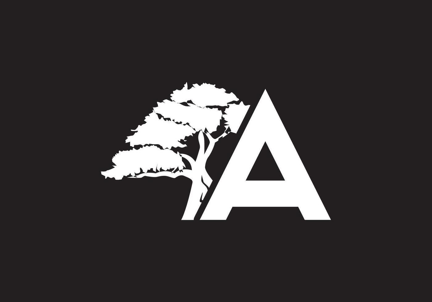 abstract een logo brief en boom takken met groente, zwart, wit. boom brief ontwerp met minimalistische creatief stijl. vector