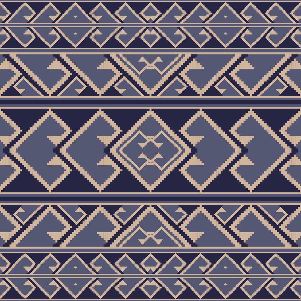 meetkundig oosters pixel kunst naadloos patroon. vector ontwerp voor kleding stof, inpakken, behang en achtergrond