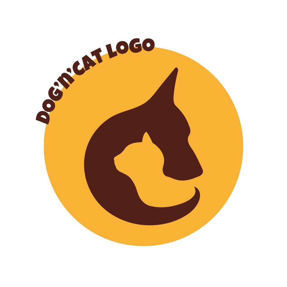 hond en kat vector bruin oranje logotype negatief ruimte