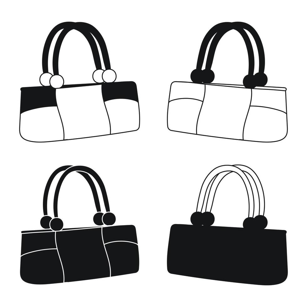 silhouet van een vrouw tas, handtas, tas, koppeling, bagage, bagage vector