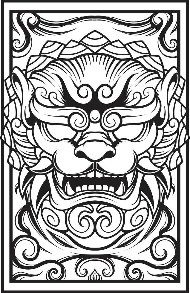 vector illustratie van Japans voogd hond komainu