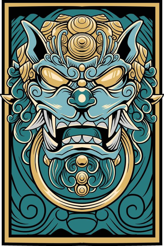 vector illustratie van Japans voogd hond komainu