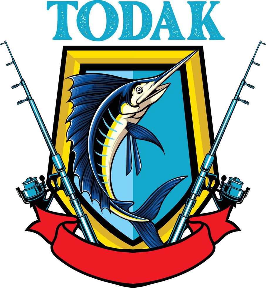 vector illustratie van zwaardvis voor fisihing insigne
