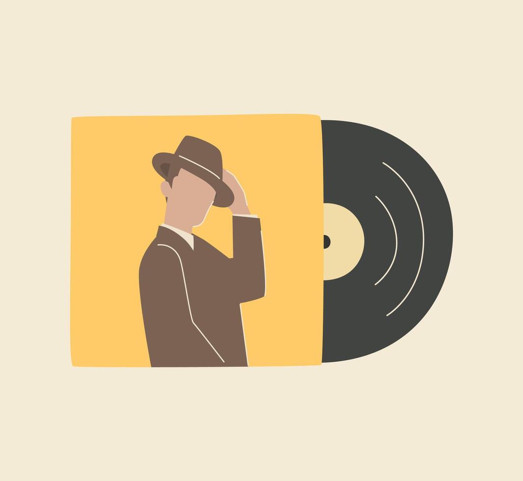 nostalgie musical apparatuur, vinyl album en dossier. vlak vector illustratie in retro stijl.