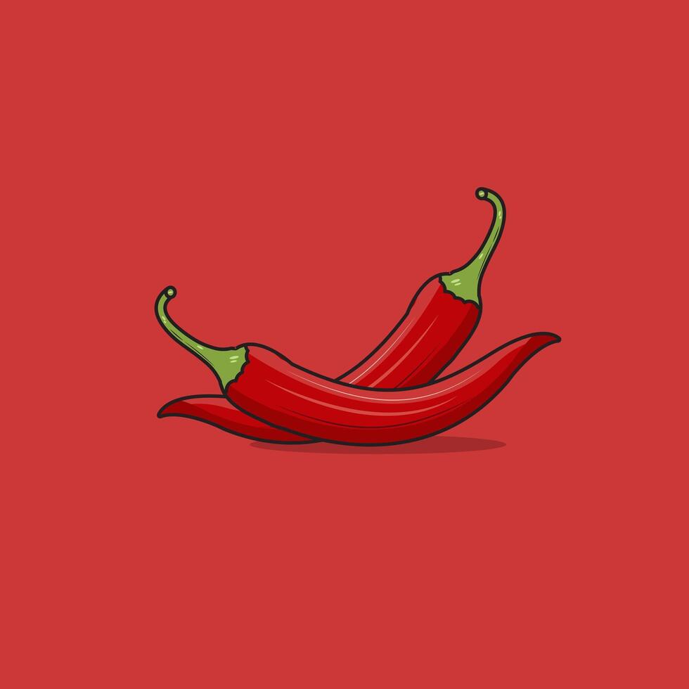 vector illustratie van dubbele Chili, heet en pittig