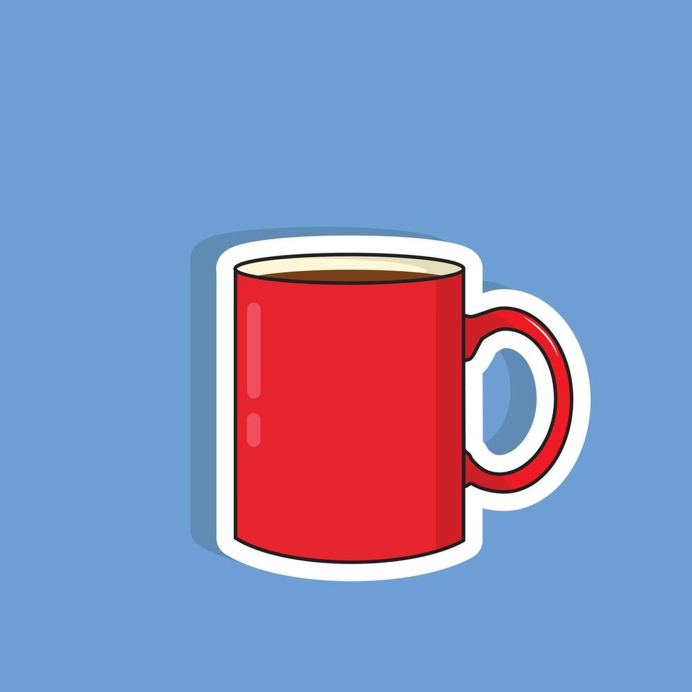 vector illustratie van rood mok koffie sticker