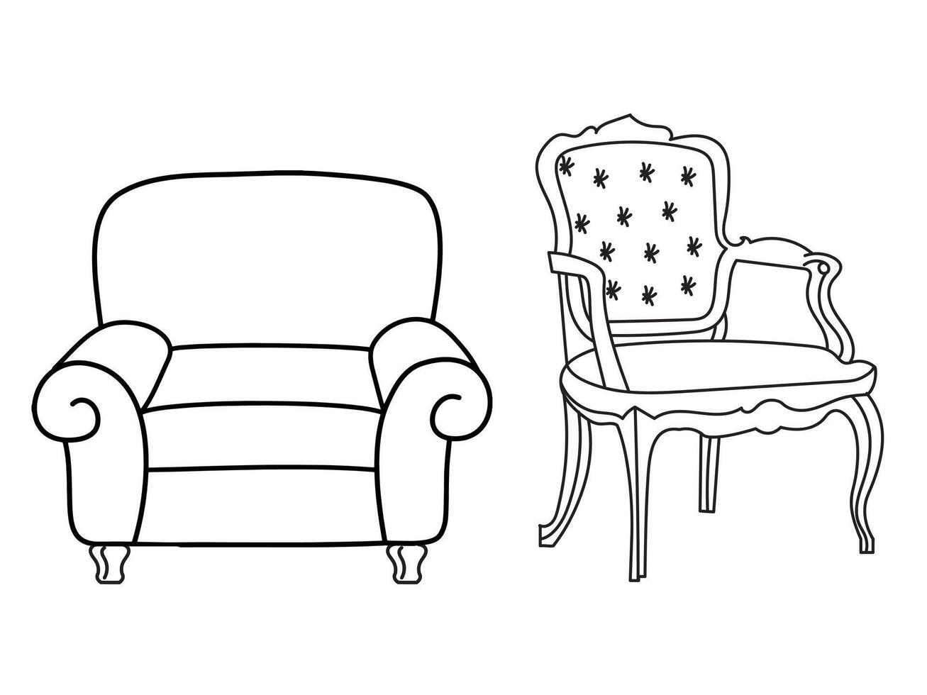 modern meubilair fauteuil huis, doorlopend lijn tekening uitvoerend kantoor stoel concept, sofa stoel vector illustratie