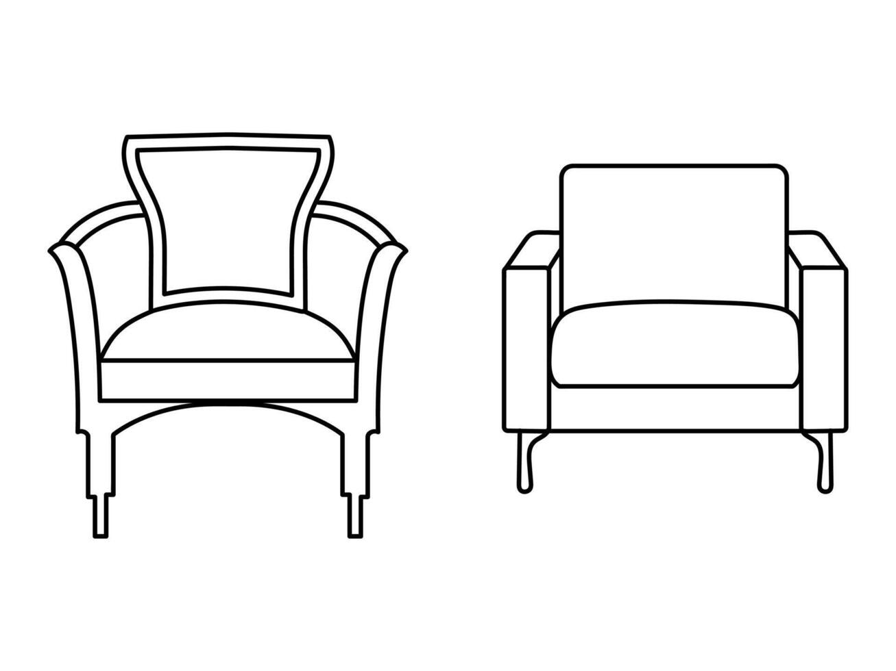 modern meubilair fauteuil huis, doorlopend lijn tekening uitvoerend kantoor stoel concept, sofa stoel vector illustratie