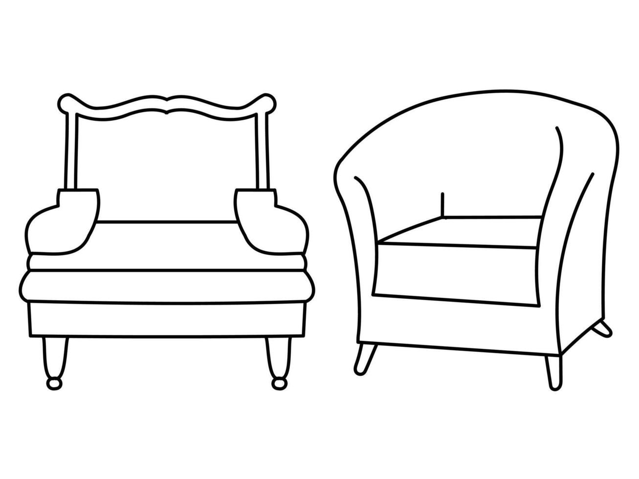 modern meubilair fauteuil huis, doorlopend lijn tekening uitvoerend kantoor stoel concept, sofa stoel vector illustratie