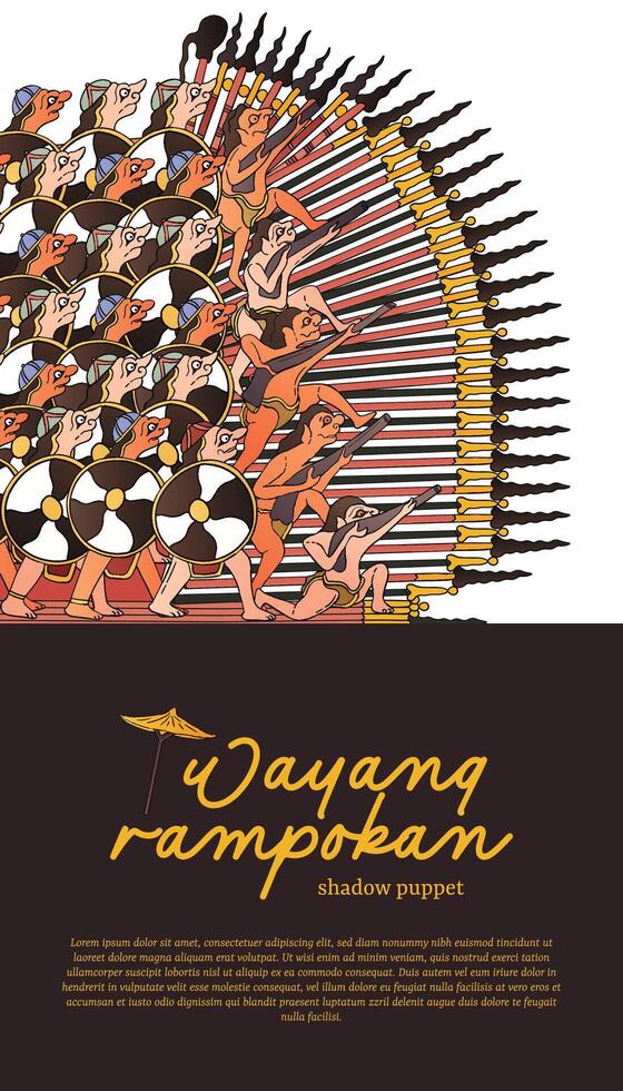 wayang rampokan schaduw marionet ontwerp Indonesië cultuur illustratie vector