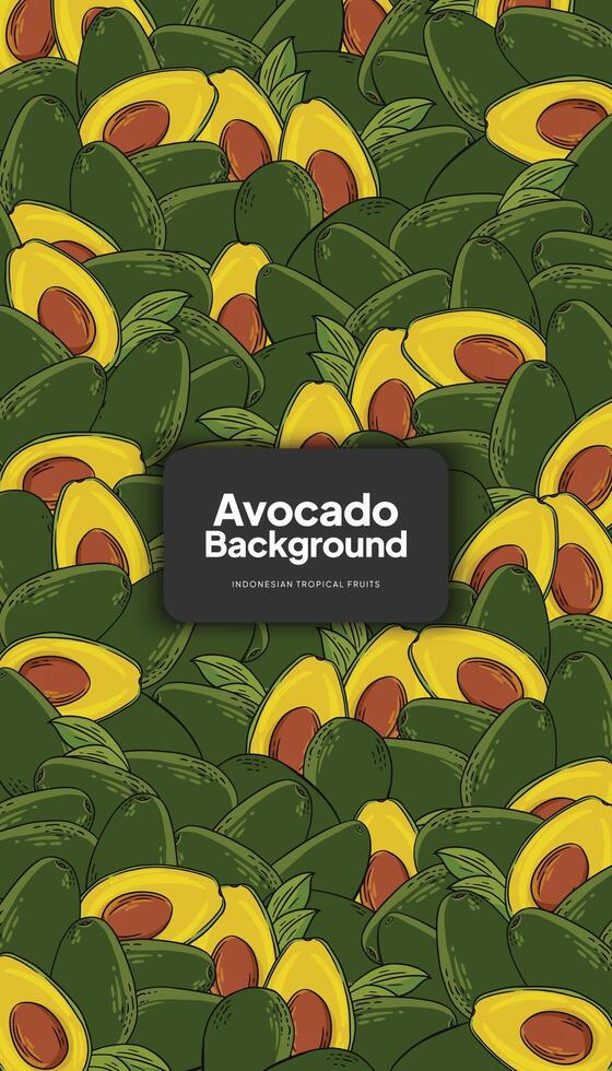 avocado achtergrond illustratie, tropisch fruit ontwerp achtergrond voor sociaal media post vector