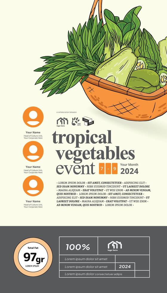 Gezondheid evenement poster idee met tropisch groenten illustratie vector